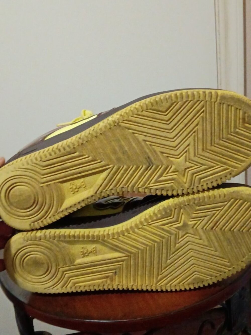 Men's A Bathing Ape Foot Work Trap Star Brown Yellow Sneaker FS-001 Size 11.5 - Picture 3 of 15